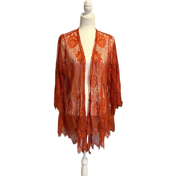 Paper + Tee | Openwork Crochet Kimono | Swim Cover Up | Size 1x NWOT - Picture 1 of 7